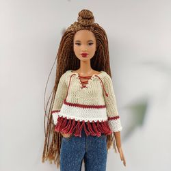 Barbie doll clothes fringed sweater