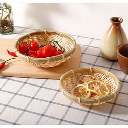 Mini round bamboo basket, US food tray handmade, sunflower seeds handmade, cafe snacks handmade (D: 10,13,15cm)