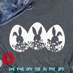 Easter Eggs and Bunny Grass print svg pdf png Rabbits ears Hare Animal clipart Decorations