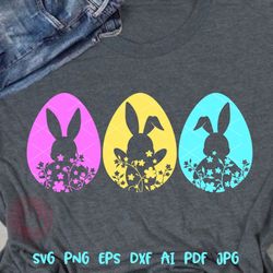 easter eggs and bunny grass print svg pdf png rabbits ears hare animal clipart color decorations