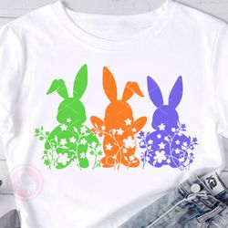 Color Rabbits svg Grass print pdf png Bunny ears Hare Animal clipart Happy Easter Decorations wall art