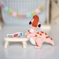 Crochet pattern dinosaur Parasaurolophus amigurumi toy, cute dino for  baby, how to crochet dinosaur