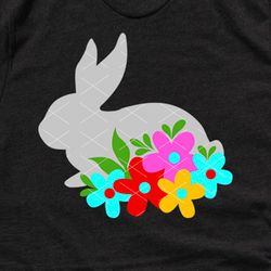 Bunny and Flowers print Rabbit svg Hare Animal clipart Happy Easter clipart Home decor