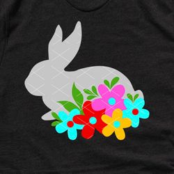bunny and flowers print rabbit svg hare animal clipart happy easter clipart home decor