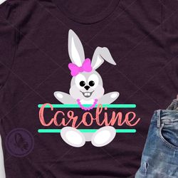 bunny girl with bow personalized gift rabbit svg hare animal clipart happy easter clipart party decor