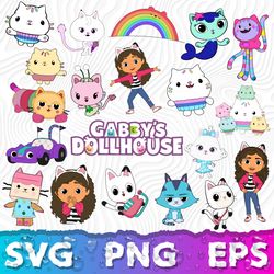 Gabby Dollhouse SVG, Gabbys Dollhouse PNG, Gabbys dollhouse clipart, Gabby dollhouse characters