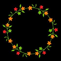 round frame for monogram flowers spring design