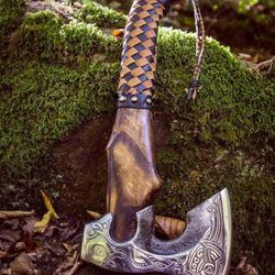 Handmade axe, hand forged axe, collector axe, Damascus axe, camping axe, gift for him, bushcraft axe, Viking axe