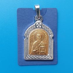 Saint Gennadius, Archbishop of Novgorod | Orthodox icon pendant plated with silver | free shipping