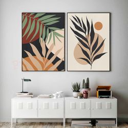 floral art, botanical art, tropical art, modern wall art, collage technique, 2 digital downloaded