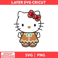 Gingerbread Hello Kitty, Cute Cat Svg, Kitty Svg, Kawaii Kitty Clipart, Kawaii Kitty Svg, Png Digital File.