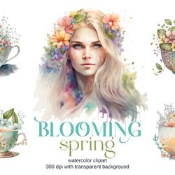 05 watercolor floral cute spring clipart floral cup sublimation bundle files