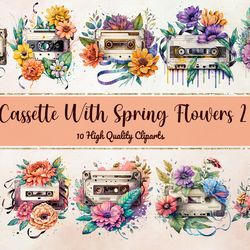 10 files of cassette with spring flowers png happy season best sublimation designs