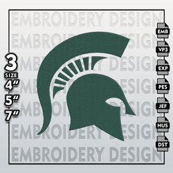 Michigan State Spartans Embroidery Files, NCAA Logo Embroidery Designs, NCAA Spartans, Machine Embroidery Designs