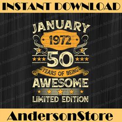 50 year old  vintage january 1972 50th birthday   png