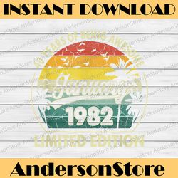 vintage january 1982 40 years of being awesome 40th birthday png