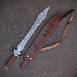 damascus steel sword, custom roman sword, viking sword with sheath