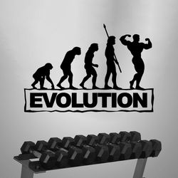 Human Evolution, Bodybuilder, Gym, Workout Fitness Crossfit Coach Sport Muscles Wall Sticker Vinyl Decal Mural Art