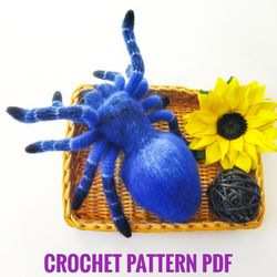 Blue knee Tarantula Crochet pattern pdf in english. Bird eating tarantula lifelike spider amigurumi Crochet pattern pdf