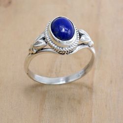 Lapis Lazuli 925 Silver Ring, Gemstone Handmade Oval Ring, Artisan Silver Ring, Healing Stone Ring Jewelry