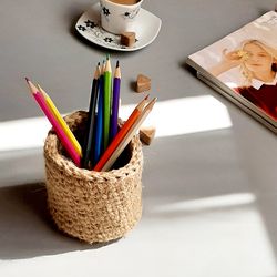 Pencil holder Small items storage basket Custom basket storage rustic