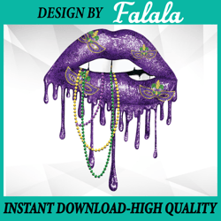 mardi gras carnival costume purple & gold fleur-de-lis lips png ,mardi gras png, digital download