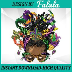 afro messy bun happy mardi gras black women carnival png ,mardi gras png, digital download