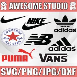 logo fashion brand bunlde: converse svg, all star svg, nike svg, sport bundle svg, clipart