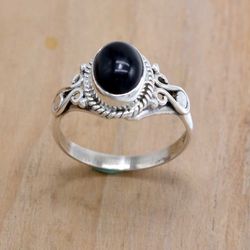 Black Onyx 925 Silver Ring, Gemstone Handmade Oval Ring, Artisan Silver Ring, Healing Stone Ring Jewelry