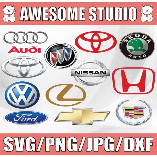12 Car Brands Logos Svg, Car Cutting File, Car Logos SVG, Sp | Inspire ...