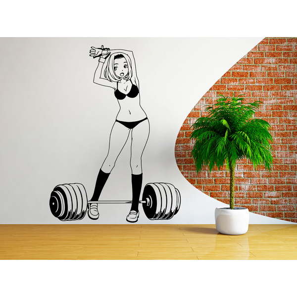 Girl With A Barbell Workout Bodybuilder Gym Fitness Crossfit Coach Sport Muscles