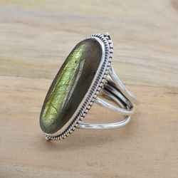 Labradorite Gemstone Ring, 925 Solid Silver Handmade Ring, Oval Healing Stone Ring Jewelry, Gift For Her  SU1R1222
