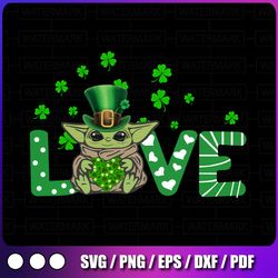 Cute Love Yoda, Baby Yoda Hearts, Yoda St Patrick Day, Yoda Star Wars St Patrick Day