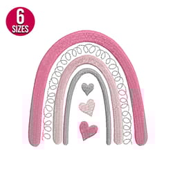pink rainbow with hearts embroidery design, machine embroidery design, instant download