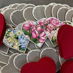 three patterns for cross stitch "hearts of flowers "