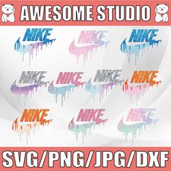 drip glitter nike sports brands logo png bundle, sport svg, logo bundle svg, clipart