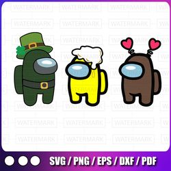 happy patrick day among us svg, patrick png, among us svg, happy patrick day png, impostors png, crewmates png