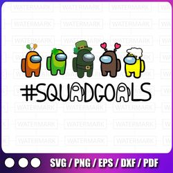 squad goals svg, among us svg, patrick's day png, shamrock png, leprechaun svg, ireland flag svg, gold pot png