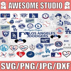 53 files la dodgers cut files, svg files, baseball clipart, sport svg, mlbg svg, clipart