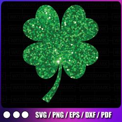 st. patrick's day png, green glitter clover shamrock png, glitter patrick's day png, lucky png