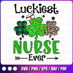 luckiest nurse ever png, nursing st patricks day png, shamrock leopard png, st patricks day png, funny st patrick's day