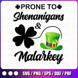 prone to shenanigans and malarkey png, irish shamrock leprechaun png, st patrick's day png design, irish png