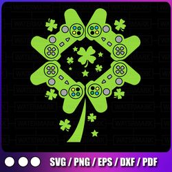 video gamer shamrock svg, clover of controllers svg, st. patrick's day svg, happy st patricks day svg, video game svg,