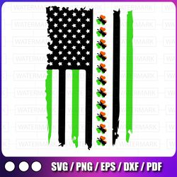 ireland american flag shamrock svg, st patrick day patriotic svg, lucky shamrock american flag svg