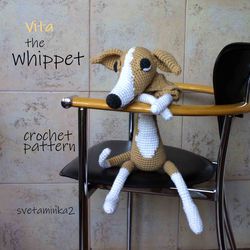 Greyhound Crochet Pattern Amigurumi Dog Whippet Galgo Lurcher Sighthound Italian Greyhound Crochet Dog Pattern
