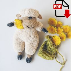 Dress up Lamb knitting pattern. Amigurumi sheep and Basic set of removable clothes. DIY knitting tutorial.