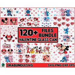 130 Valentine Cartoon Png Glass Can, Happy Valentine 16oz Libbey Glass Wrap Png, Valentine Mickey Png, Funny Valentine P