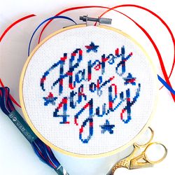 variegated usa patriotic cross stitch pattern pdf by crossstitchingforfun, instant download, happy 4th of july ornament