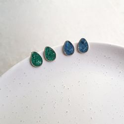 Teardrop enamel earrings, stud earrings, 12 colors