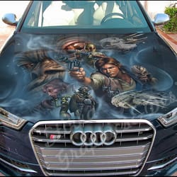 Black Panther Portrait Car Hood Vinyl Decal – Full Color Top Graphic Sticker